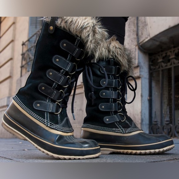 Sorel Joan of Arctic Black Winter Boots Faux Fur - Picture 11 of 13